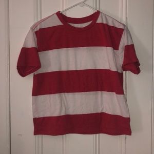 Red and white striped tee shirt